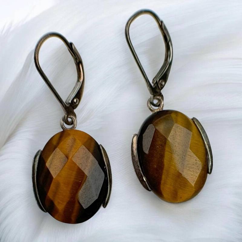 Tigerauge Hängeohrringe 925Er Silber Vintage Geschenk Damen Edel Luxus Ohrringe Hängend Exklusiv Zeitlos Retro C A Sigal Rarität Eyecatcher von EyecatchersJuwellery