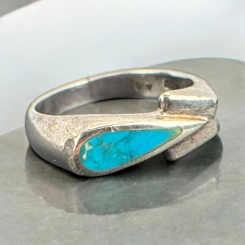 Türkis Ring 925Er Silber Vintage 16, 9mm Gr. 53 Geschenk Edel Edelstein Silberring Mit Patina Damen Design Exklusiv Eyecatcher Modern von EyecatchersJuwellery