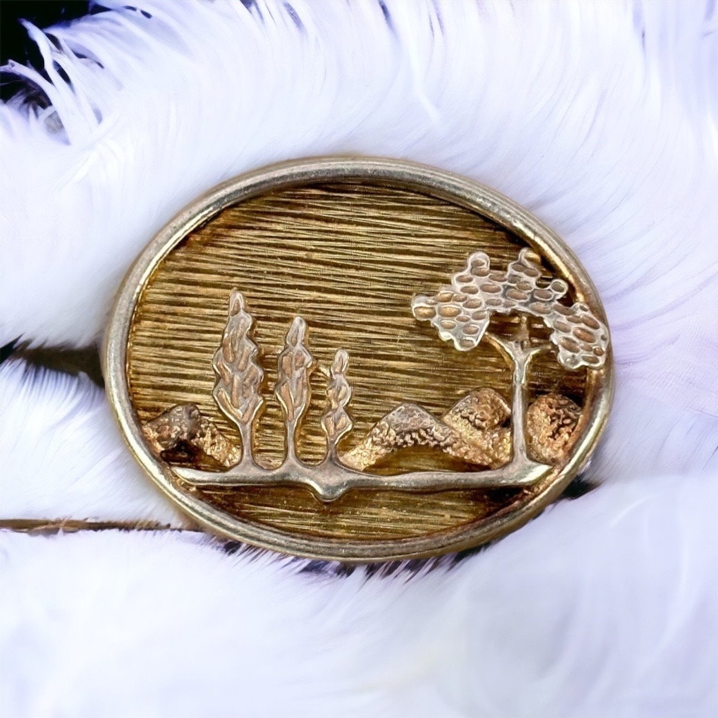 Vintage Brosche 925Er Silber 28 X 23mm Baum Patina Anhänger Retro Zeitlos Jugendstil Luxus Exklusiv Selten Art Deco Landschaft Natur von EyecatchersJuwellery