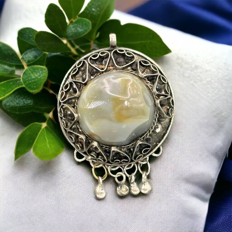 Vintage Kettenanhänger Echt Silber Edelsteine Geschenkidee Retro Ca. 60 X 43mm Anhänger Exklusiv Selten Rar Unikat Einzelstück von EyecatchersJuwellery