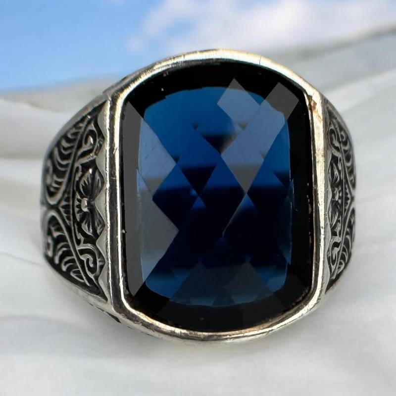 Vintage Ring 925Er Silber 22, 6mm Gr. 71 Patina Geschenk Damen Herren Exklusiv Silberring Muster Struktur Modern Stylisch Retro von EyecatchersJuwellery