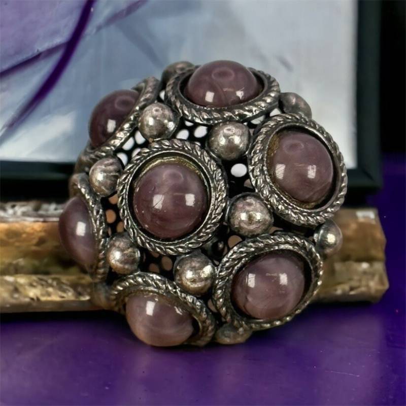 Vintage Ring Echt Silber Gr. 56 17, 8mm Damen Silberring Edelstein Retro Zeitlos Exklusiv Patina Design Alt Selten Eyecatcher Rarität von EyecatchersJuwellery