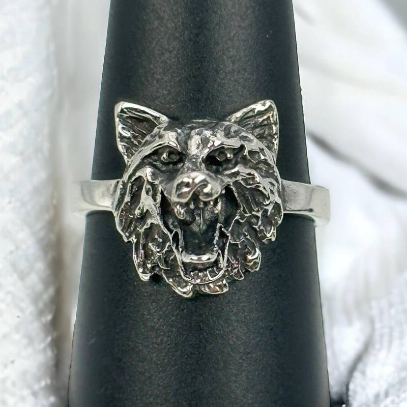 Wolf Ring 925Er Silber Damen Herren Vintage 18, 8mm Gr. 59 Silberring Geschenk Exklusiv Eyecatcher Retro Zeitlos Rarität Design von EyecatchersJuwellery