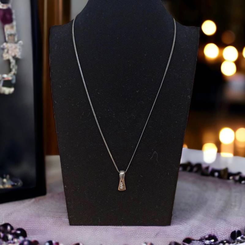 Zarte Panzerkette 925Er Silber 48, 5 cm Lang Zirkonia Anhänger Vintage Geschenk Design Damen Silberkette Halskette Edel Patina Edelstein von EyecatchersJuwellery