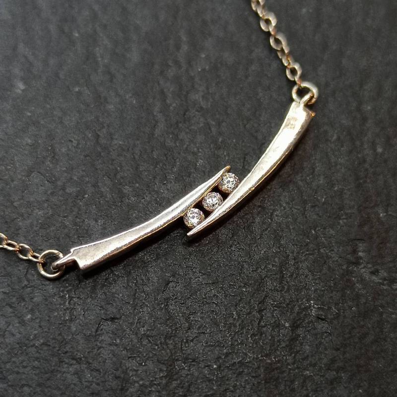 stilvolle Silberkette 925Er Silber Ca. 43 - 46 cm Zart Zirkonia Vintage Geschenk Exklusiv Schmuck Patina Kette Damen Collier Halskette Luxus von EyecatchersJuwellery