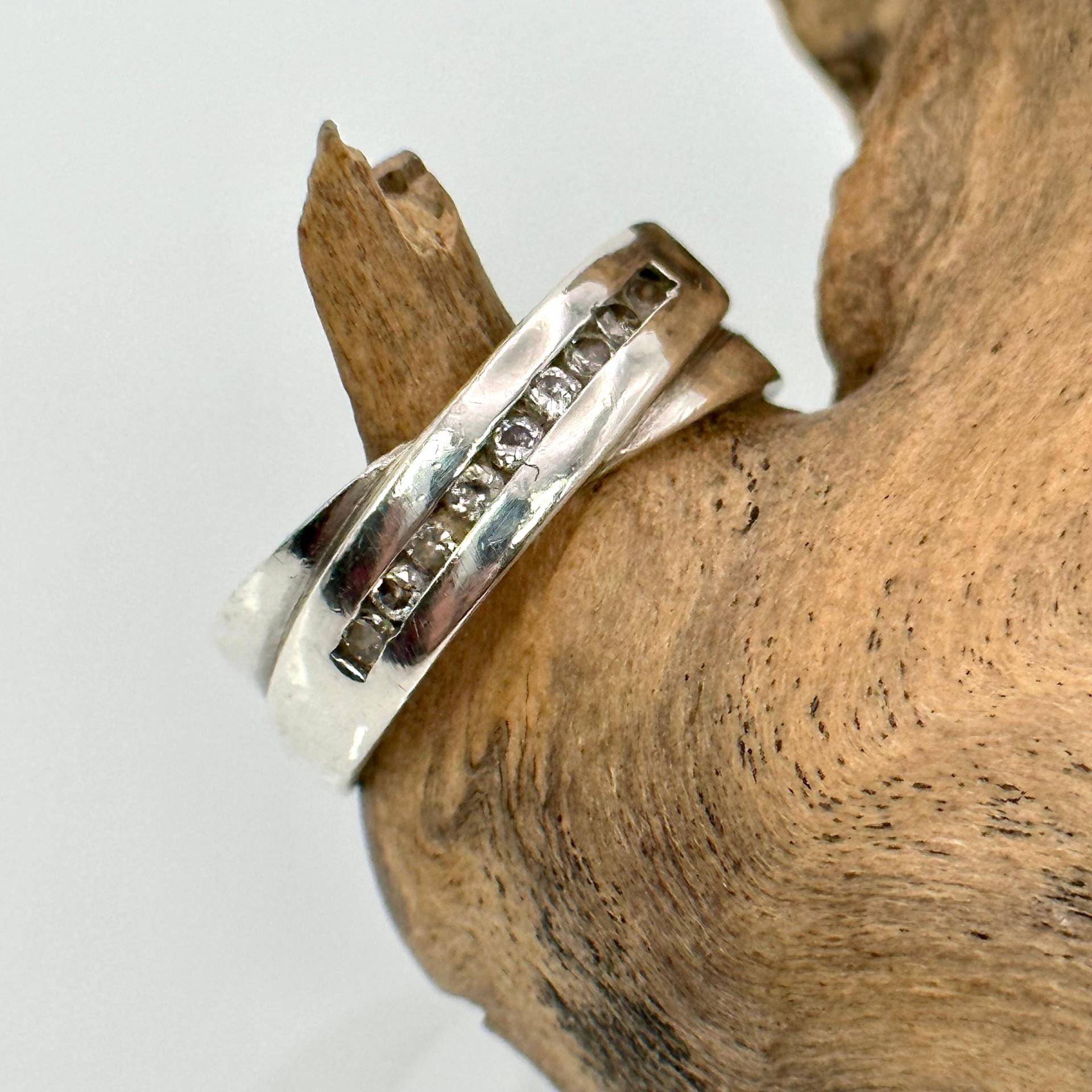 stilvoller Ring 925Er Silber Vintage 17, 5mm Gr. 55 Zirkonia Geschenk Edel Exklusiv Silberring Patina Damen Design Eyecatcher Pave von EyecatchersJuwellery