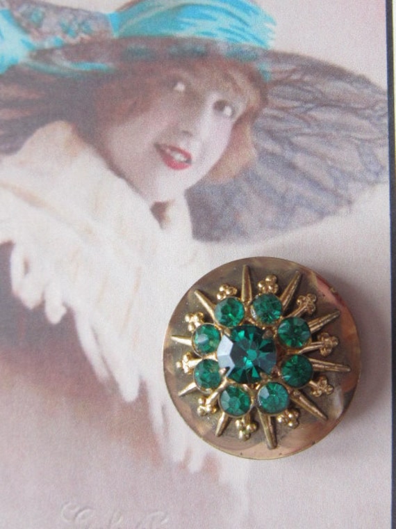 Alte Art-Deco-Brosche Mit Smaragdgrünen Strass - Br-439 Grün Brosche Pin Grüne von EyecatchersLuxuries