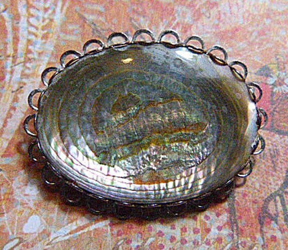 Vintage Abalone Shell Brosche in Silber Einstellung - Br-508 von EyecatchersLuxuries