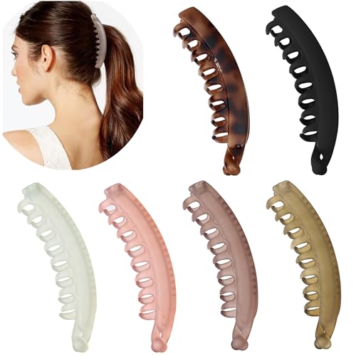 Bananen-Haarspangen, 12,7 cm, große Bananen-Clips für dünnes, feines und dickes Haar, rutschfeste Bananenklammern für Damen, 6 Stück von Eyegla