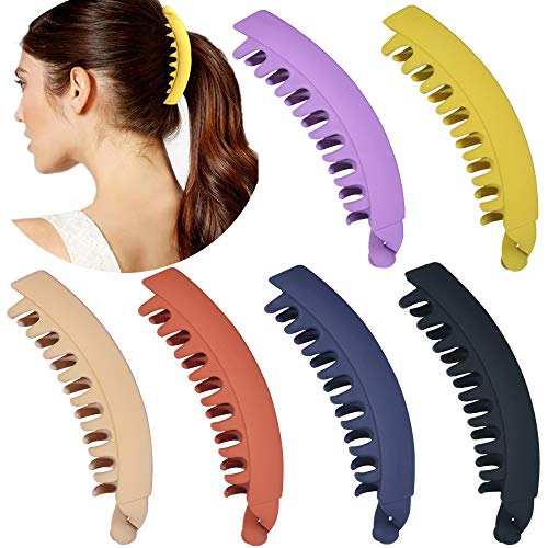 Große Bananen-Haarspangen für dickes Haar, rutschfester Pferdeschwanz-Halter, Clip für Damen und Mädchen, 6 Farben, 6 Stück von Eyegla