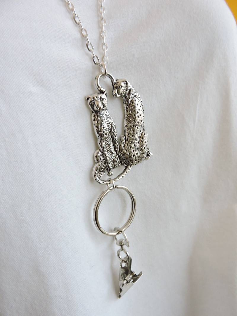 Cheeta Id Ausweisinhaber, Silber Kette Schlüsselband, Kette-Abzeichen Schlüsselhalter, Arbeit-Schlüsselhalter, Id-Halter Foto-Id-Halter von EyeglassLanyards