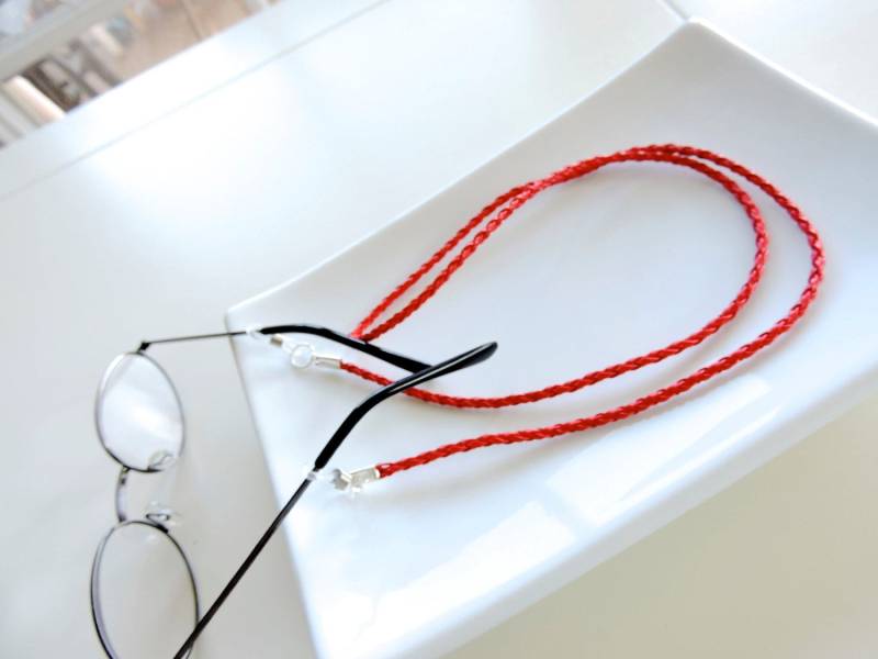 Geflochtenes Leder Rot Brillengestell Kette - Lesung Glassess Inhaber Sonnenbrillenhalter Brillenhalter von EyeglassLanyards