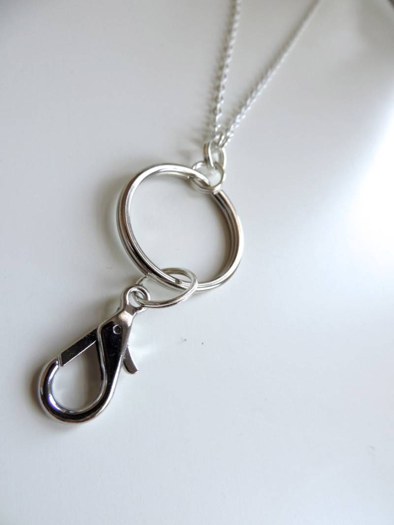 Hummer Haken Keychain Halter, Silber Keychain Schlüsselband, Kette Id Badge Holder, Arbeit Schlüsselanhänger Foto Holder von EyeglassLanyards