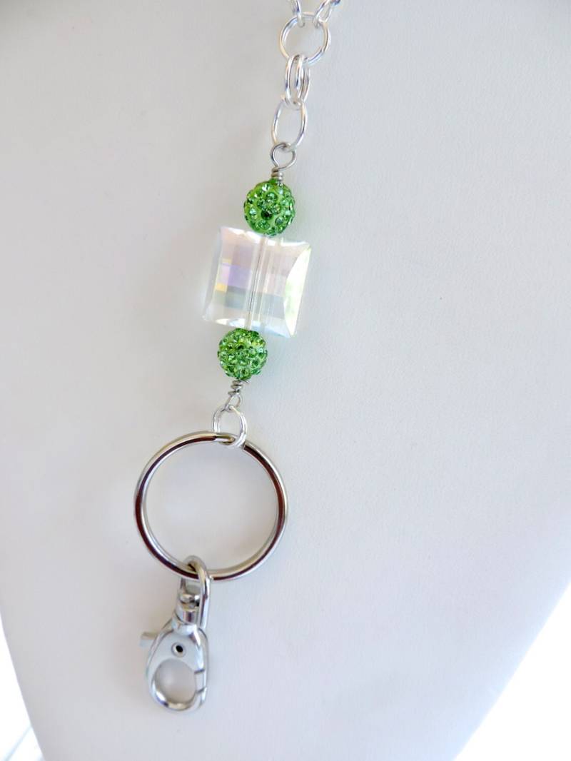 Hummer Haken Keychain Halter, Silber Keychain Schlüsselband, Kette Id Badge Holder, Arbeit Schlüsselanhänger Foto Holder von EyeglassLanyards