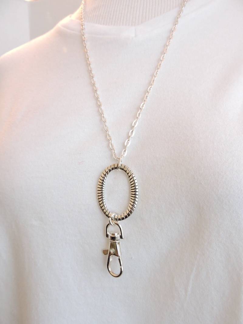 Schöne Ovale Id Ausweisinhaber, Silber Kette Schlüsselband, Kette-Abzeichen Schlüsselhalter, Arbeit-Schlüsselhalter, Id-Halter Foto-Id-Halter von EyeglassLanyards