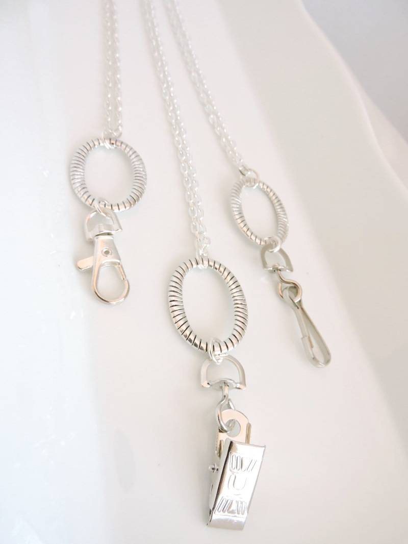 Schöne Ovale Id Ausweisinhaber, Silber Kette Schlüsselband, Kette-Abzeichen Schlüsselhalter, Arbeit-Schlüsselhalter, Id-Halter Foto-Id-Halter von EyeglassLanyards