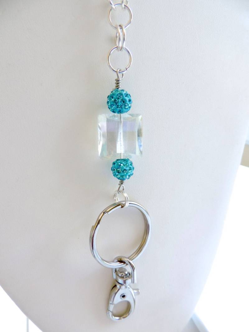 Silber Keychain Schlüsselband, Kette Id Badge Holder, Arbeit Schlüsselanhänger Id-Abzeichen-Clip-Halter, Foto Holder von EyeglassLanyards