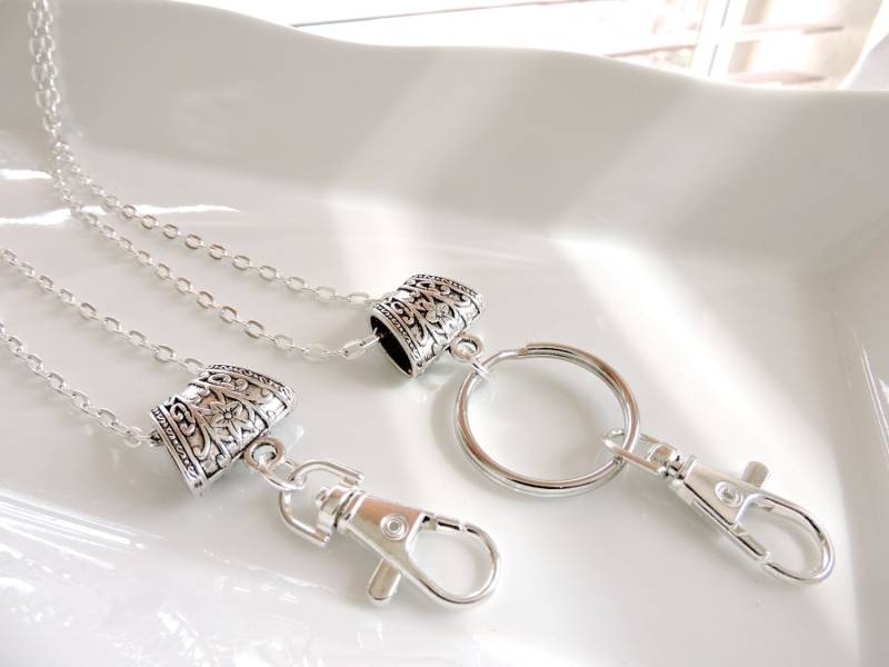 Silberkette Id Ausweishalter, Silber Kette Lanyard, Kettenausweis Halter, Arbeit Ausweishalter Schlüsselband, Foto von EyeglassLanyards