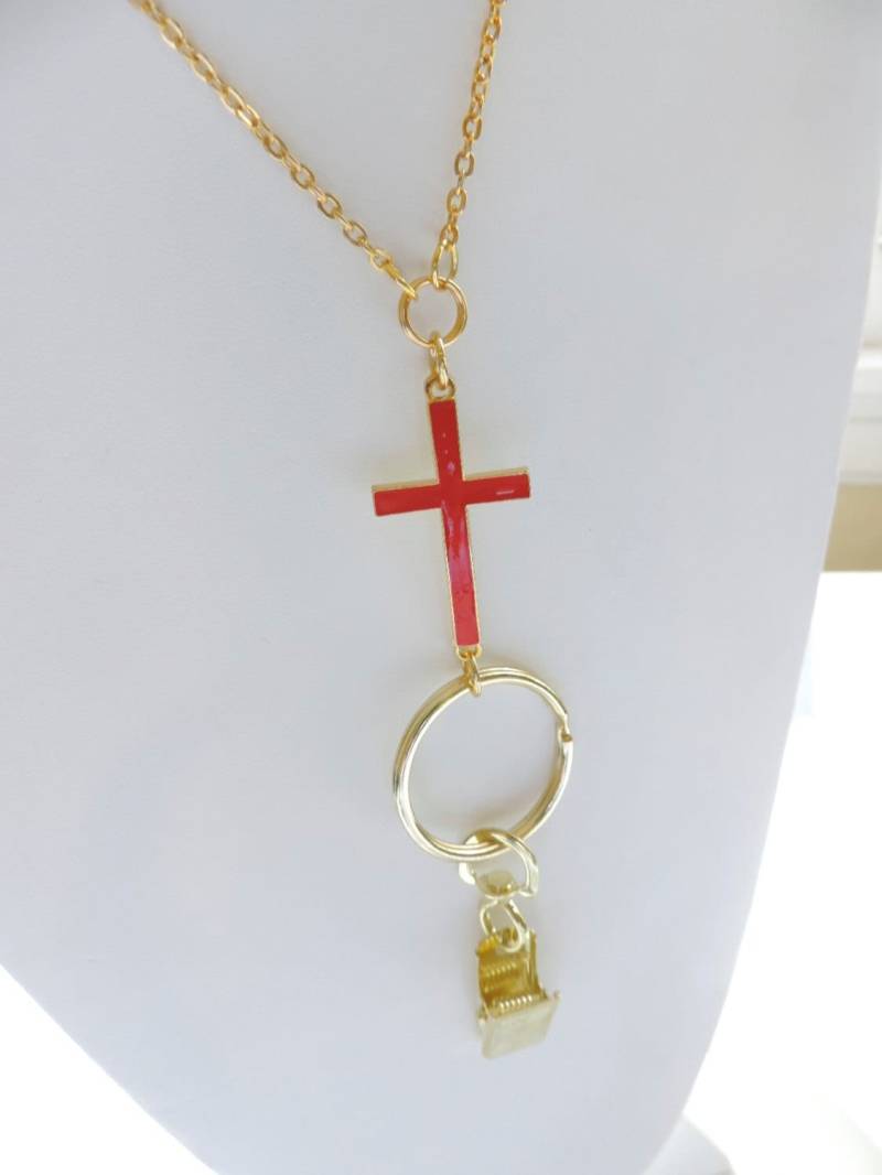 Weihnachten Rotes Kreuz Abzeichen Halter, Gold Keychain Schlüsselband, Kette Id Badge Holder Arbeit Holder, Key Lanyard, Foto Bling von EyeglassLanyards