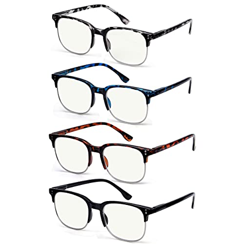 Eyekepper 4-Pack Progressiver Multifokus Lesebrille Blaues Licht blockieren für Damen Herren Keine Linie Multifokale Lesebrillen +2,00 von Eyekepper