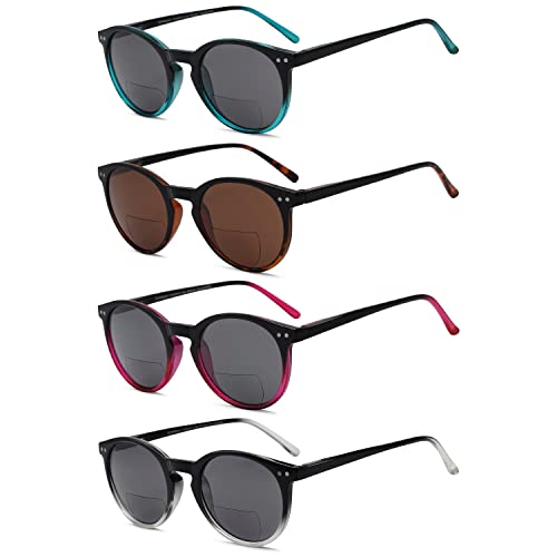 Eyekepper 4 Packung Bifokal Sonnenbrille zum Damen lesen unter das Sonne Runden Bifokal Lesehilfe +2.00 von Eyekepper