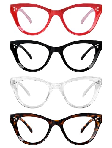 Eyekepper 4 Packung Katzenauge Design Lesebrillen Übergroß Leser zum Frauen lesen +0.75 von Eyekepper
