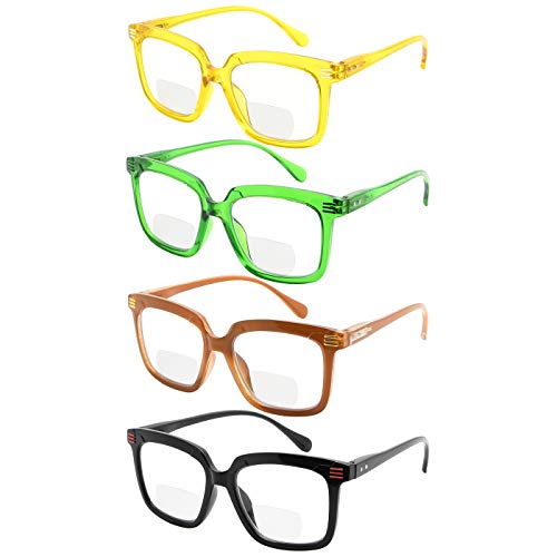 Eyekepper 4er Pack Bifokale Lesebrille - Übergroße Gleitsichtbrille Qualität Brille für Damen +1.00 von Eyekepper