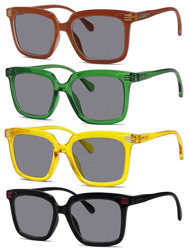Eyekepper 4er Pack Bifokale Lesebrille - Übergroße Gleitsichtbrille Sonnenbrillen für Damen +1.50 von Eyekepper