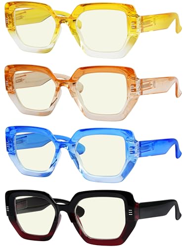 Eyekepper 4er Pack Computerbrille - Blaulichtfilter Brille Damen - Übergroße Federscharniere Blaulichtbrille +1.50 von Eyekepper