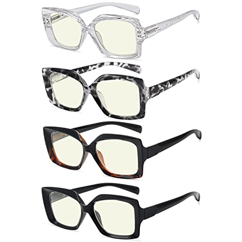 Eyekepper 4er Pack Computerbrille - Blaulichtfilter Brille Damen - UV420 Protection Übergroße Blaulichtbrille von Eyekepper