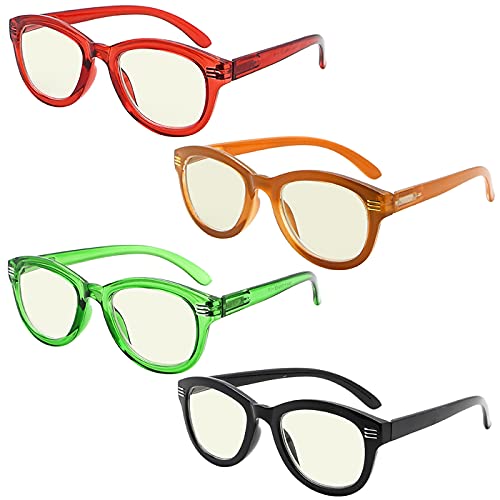 Eyekepper 4er Pack Computerbrille - Blaulichtfilter Katzenauge Brille Damen - Übergroße Stilvolle Blaulichtbrille +1.75 von Eyekepper