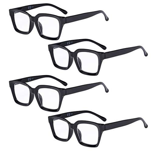 Eyekepper 4er Pack Damenbrille - Übergroße quadratische Brille für schwarze Frauen +1.25 von Eyekepper