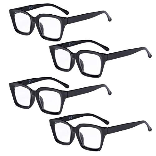 Eyekepper 4er Pack Damenbrille - Übergroße quadratische Brille für schwarze Frauen +1.50 von Eyekepper