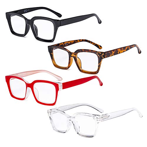 Eyekepper 4er Pack Damenbrillen - Übergroße Brillen mit quadratischem Design für Damen +2.00 von Eyekepper