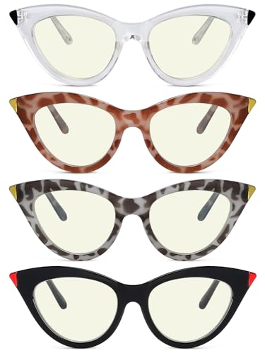 Eyekepper 4er-Pack Lesebrille Blaulichtblockierung Cat-eye Computerbrille Leser Frauen von Eyekepper