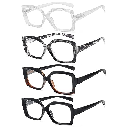 Eyekepper 4er Pack Lesebrille - Übergroße Brillen mit Quadratischem Design für Damen +1.50 von Eyekepper