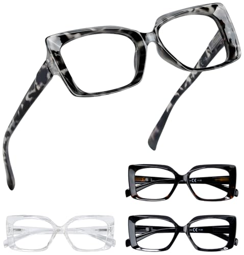 Eyekepper 4er Pack Lesebrille - Übergroße Brillen mit Quadratischem Design für Damen +2.25 von Eyekepper