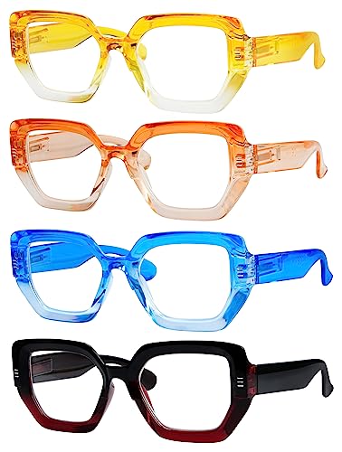 Eyekepper 4er Pack Stilvolle Lesebrille - Übergroße Federscharniere Lesehilfe für Damen +0.50 von Eyekepper