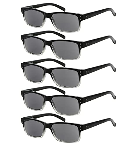 Eyekepper 5er Pack Lese-Sonnenbrillen für Männer Grau getönte Gläser Leser +0,75 von Eyekepper