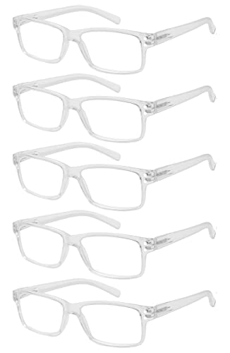 Eyekepper 5er Pack Lesebrille für Männer Federscharniere Klassische Lesebrille Klarer Rahmen +0,50 von Eyekepper