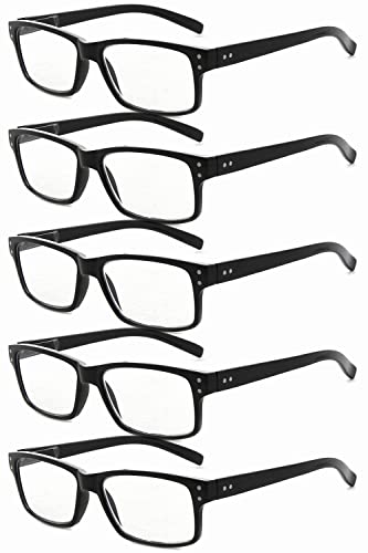 Eyekepper 5er Pack Lesebrille für Männer Federscharniere Klassische Lesebrille Schwarzer Rahmen +1,00 von Eyekepper