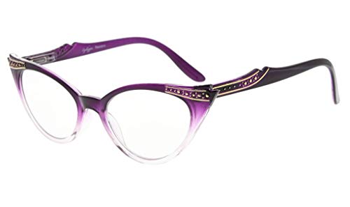 Eyekepper Aktuell Cateyes Lesebrille für Damen - Lila/Transparent +0,75 von Eyekepper