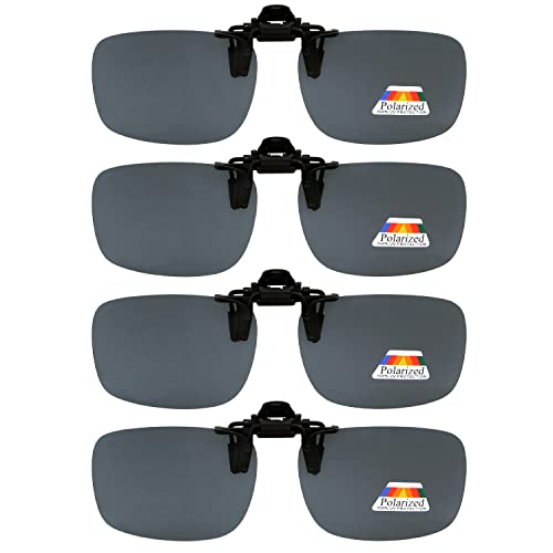Eyekepper Aufklappbare Sonnenbrille Polarisierte 60x43 MM 4-Pack Metall Brille Clip Grey Lens von Eyekepper
