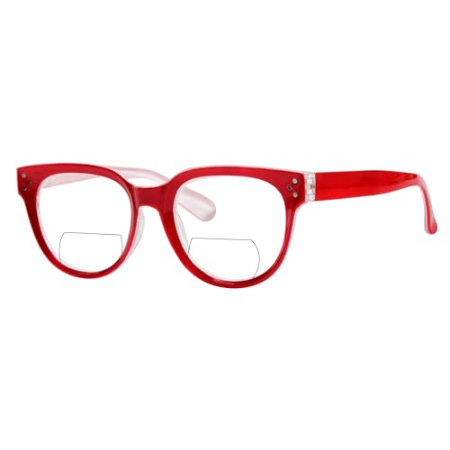 Eyekepper Bifokal-Lesebrille Damen Stilvolle Bifokal-Lesebrille Klare Linse -Rot +1.00 von Eyekepper