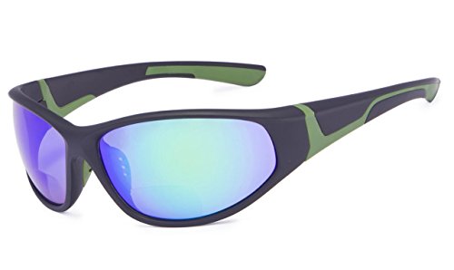 Eyekepper Bifokal Sonnenbrille mit TR90 und Gummirahmen - Sport Stil Sonnenscheinleser(Grüner Spiegel, 1.00) von Eyekepper