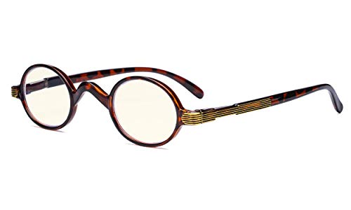 Eyekepper Blaulichtfiltergläser Blendfreie Leichtgewichts Computer Lesebrille - Kleine,runde UV-Strahlen Schutz -Lesebrillen für Damen Herren die mit Federscharnieren - Schildkröte +2.25 von Eyekepper