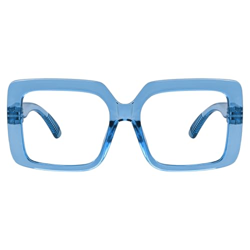 Eyekepper Blue Light Blocking Brille Frauen Übergroß Computer-Lesegeräte mit Schraubenlosem Metallfreiem Federscharnier - Blau von Eyekepper