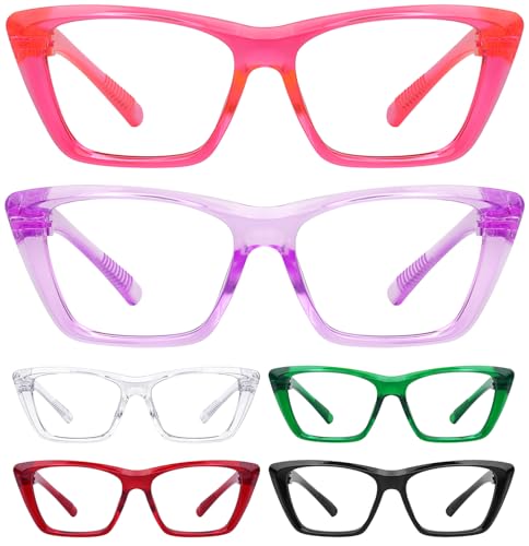 Eyekepper Cat Eye Lesebrille mit schraubenlosen Federscharnieren Metalless 6 Pack für Frauen große dicke Rahmen Leser +2,00 von Eyekepper