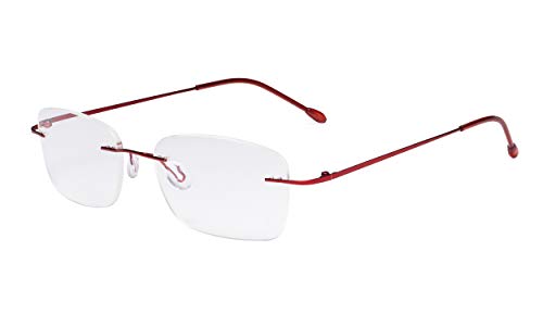 Eyekepper Damen Rahmenlose Brillen - Leichtgewichts- Randlose Brillen Damen rot +2.25 von Eyekepper