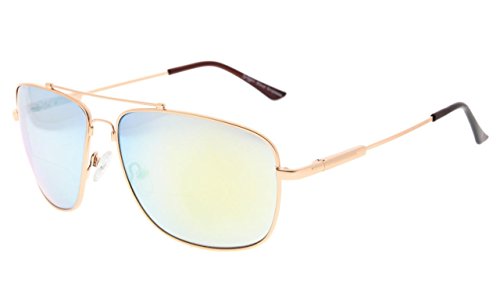 Eyekepper Erinnerung Bifokal Sonnen brille Biegsamen Titan Lesen Sonnenbrillen (Gold Spiegel,+2.00) von Eyekepper